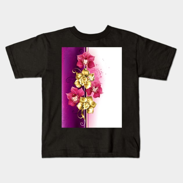 Design with Orchids Kids T-Shirt by Blackmoon9